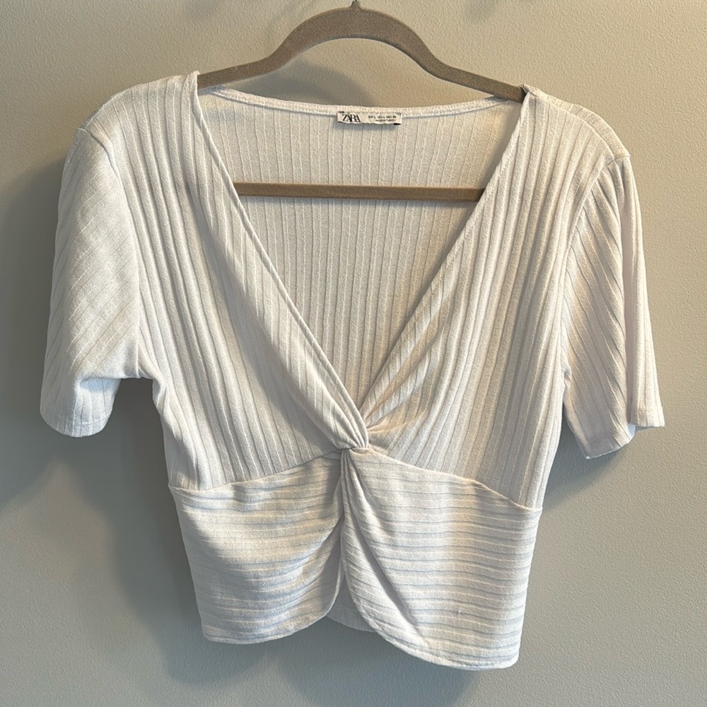 Zara Wide Rib Twist Front Top